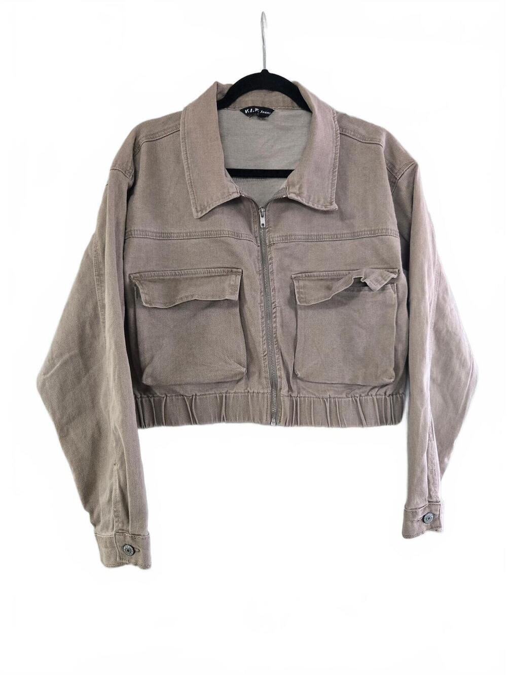 V.I.P. Jeans Women's Cropped Utility Jacket with Front Pockets